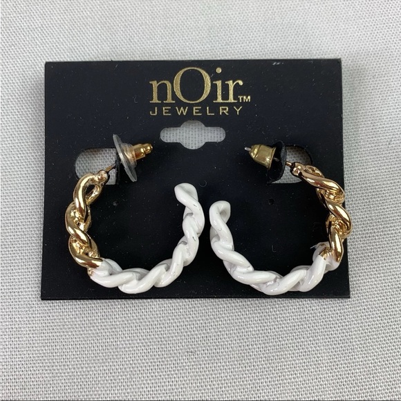 nOir Jewelry Jewelry - nOir Jewelry Gold and White Braided Hoop Earrings